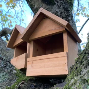 Large Wooden Robin Birdhouse Nest Boxes (Set of 2) – Open Fronted Design with Insulated Walls for Robins & Garden Birds