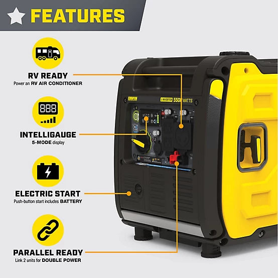 New!Champion Power Equipment 5500Watt Wireless Remote Start RV Ready Portable Inverter Generator with Quiet Technology & CO Shield - Image 2