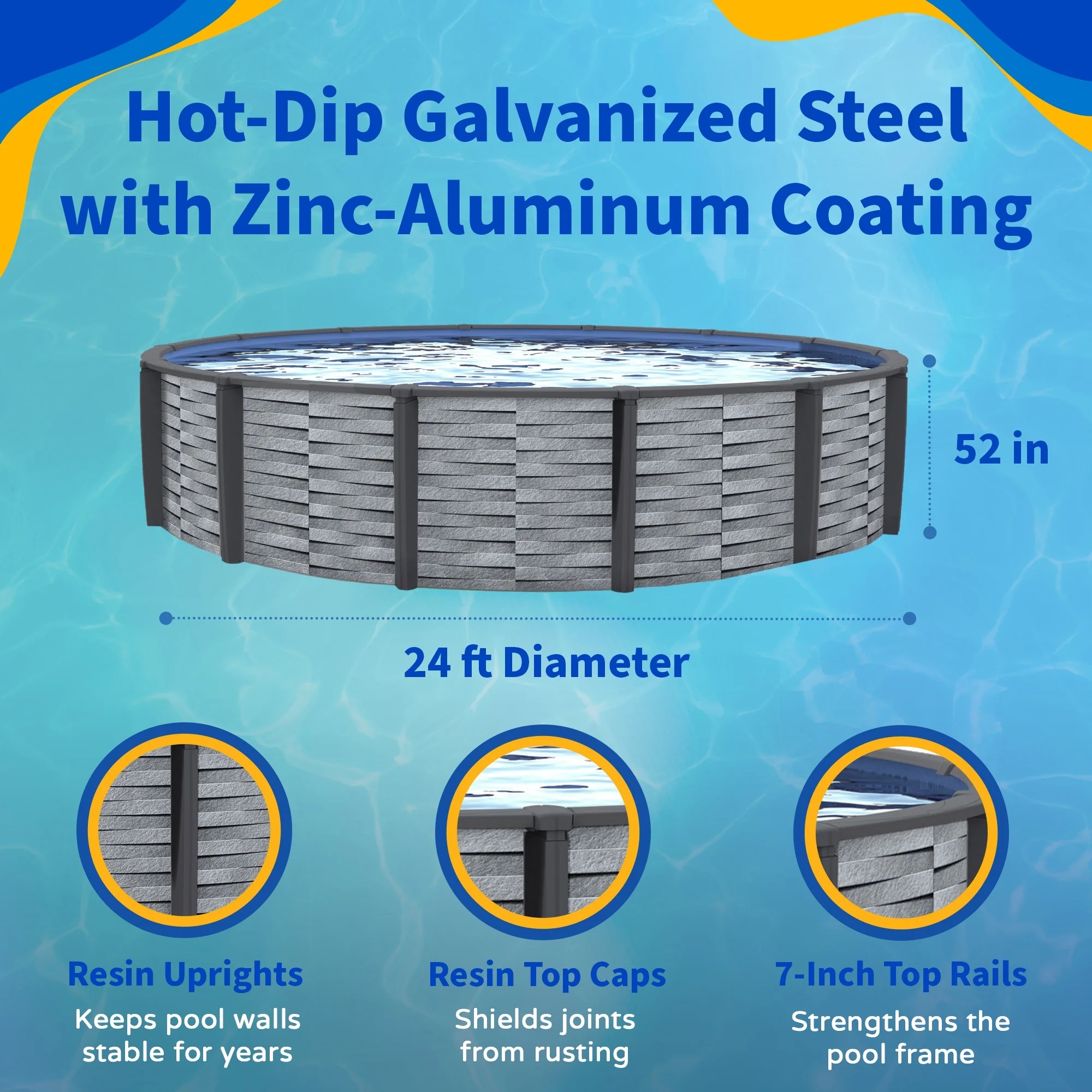 Blue Wave Affinity 24-ft Round 52-in Deep 7-in Top Rail Resin Swimming Pool Package - Image 3